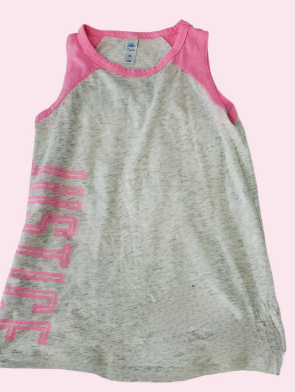 JUSTI1CE Heather Gray Tank Top with Pink Trim Girl's Sz 10
